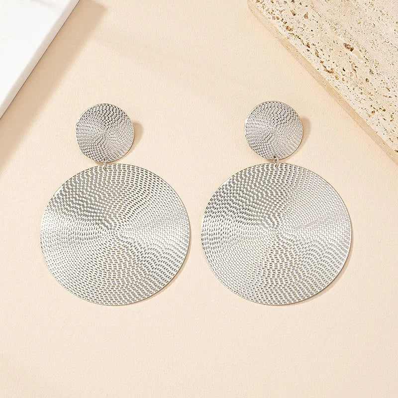 New Fashion Big Circle Metal Disc Dangle Earring for Women Exaggerated Punk Pendant Earring Charm Jewelry Gifts